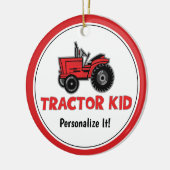 Funny Tractor Kind Red Holiday Personaliseren Keramisch Ornament (Links)