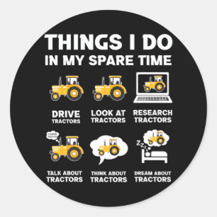 Funny Tractors houdt van 6 dingen die ik in mijn r Ronde Sticker