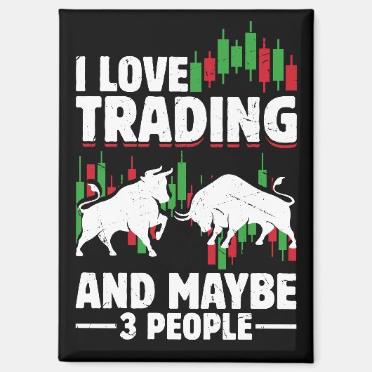 Funny Trading Quote Bull & Candlestick Daytrading  Magneet (Voorkant)
