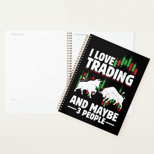 Funny Trading Quote Bull & Candlestick Daytrading  Planner (Display)