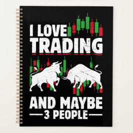 Funny Trading Quote Bull & Candlestick Daytrading  Planner