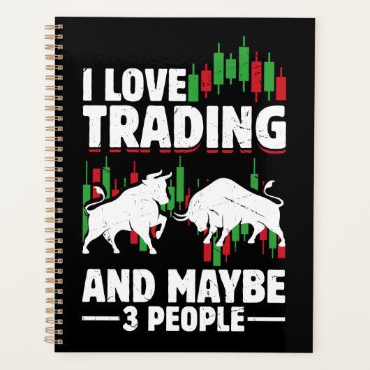Funny Trading Quote Bull & Candlestick Daytrading  Planner (Voorkant)
