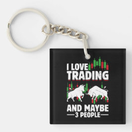 Funny Trading Quote Bull & Candlestick Daytrading  Sleutelhanger