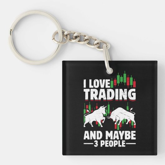 Funny Trading Quote Bull & Candlestick Daytrading  Sleutelhanger (voorkant)