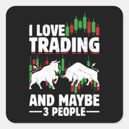 Funny Trading Quote Bull & Candlestick Daytrading  Vierkante Sticker