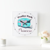 Funny Trailer Park Princess RV Camping Vierkante Klok (Huis)