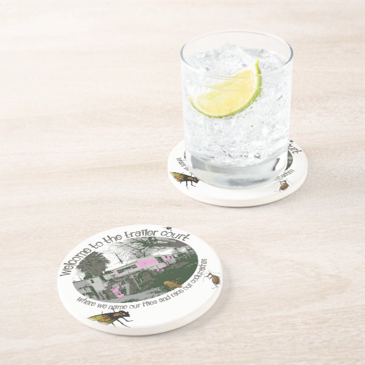 Funny Trailer Park Sandstone Onderzetter (Zijkant)