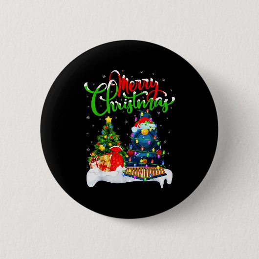 Funny Train Lover Xmas Lighting Santa Train Christ Ronde Button 5,7 Cm (Voorkant)