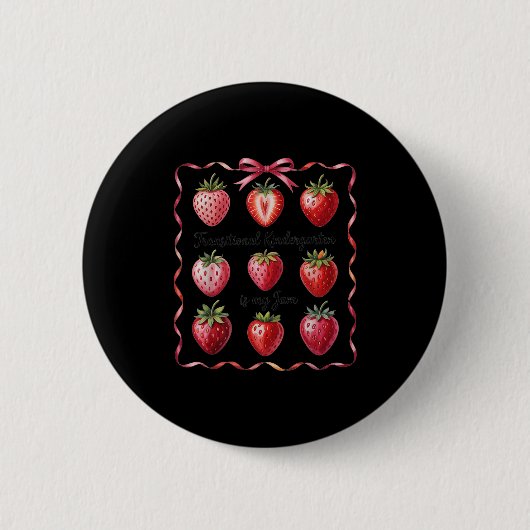 Funny Transitional Kindergarten Is My Jam Strawber Ronde Button 5,7 Cm (Voorkant)