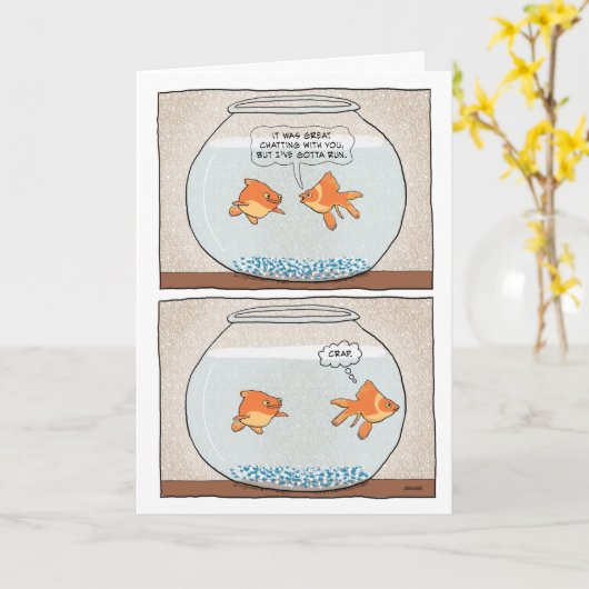 Funny Trapped Goldfish Birthday Kaart (Gele Bloem)