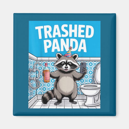 Funny Trashed Panda Raccoon Gets Drunk 1ff512797a7 Magneet (Voorkant)