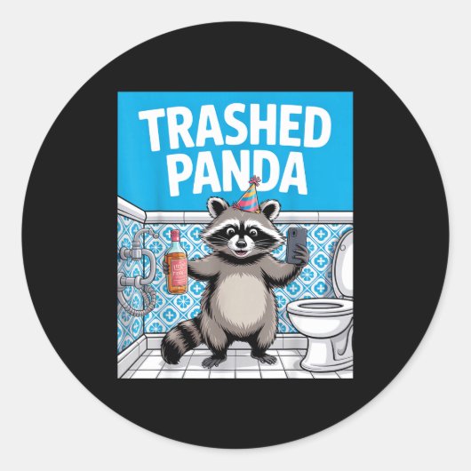 Funny Trashed Panda Raccoon Gets Drunk 1ff512797a7 Ronde Sticker (Voorkant)