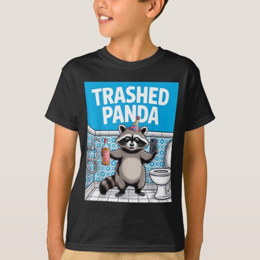 Funny Trashed Panda Raccoon Gets Drunk 1ff512797a7 T-shirt (Voorkant)