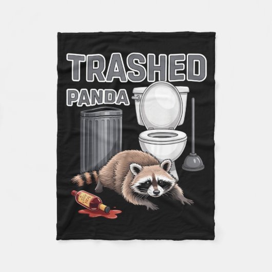 Funny Trashed Panda Raccoon Gets Drunk  Fleece Deken (Voorkant)