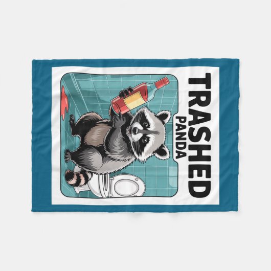 Funny Trashed Panda Raccoon Gets Drunk  Fleece Deken (Voorkant (Horizontaal))