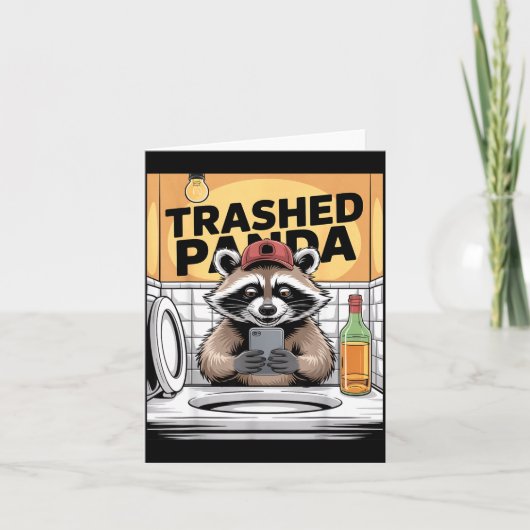 Funny Trashed Panda Raccoon Gets Drunk  Kaart (Voorkant)