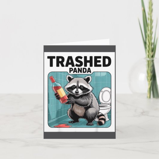 Funny Trashed Panda Raccoon Gets Drunk  Kaart (Voorkant)