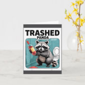 Funny Trashed Panda Raccoon Gets Drunk  Kaart (Gele Bloem)