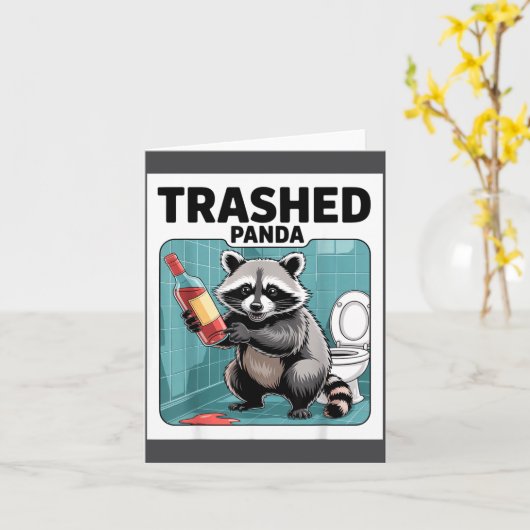 Funny Trashed Panda Raccoon Gets Drunk  Kaart (Gele Bloem)