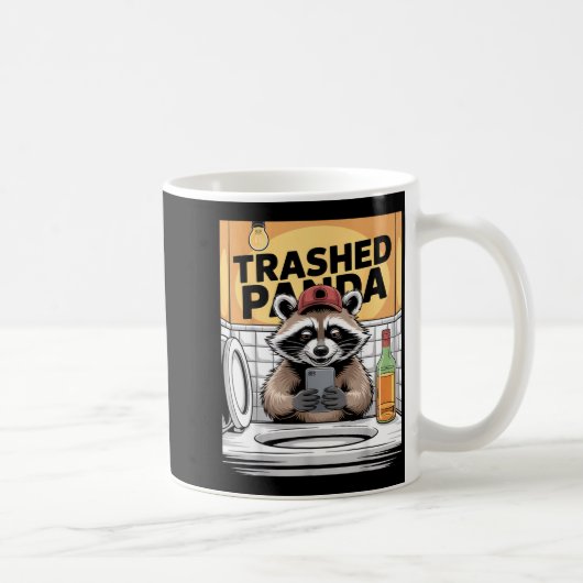 Funny Trashed Panda Raccoon Gets Drunk  Koffiemok (Rechts)