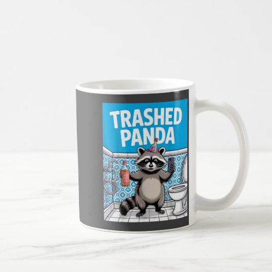 Funny Trashed Panda Raccoon Gets Drunk  Koffiemok (Rechts)