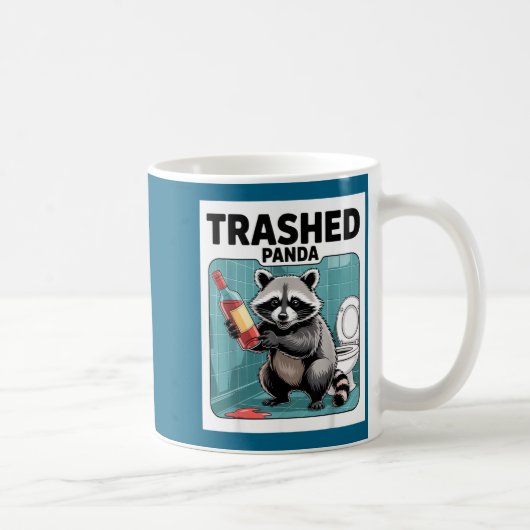 Funny Trashed Panda Raccoon Gets Drunk  Koffiemok (Rechts)