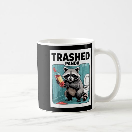 Funny Trashed Panda Raccoon Gets Drunk Koffiemok (Rechts)