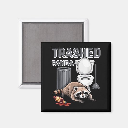 Funny Trashed Panda Raccoon Gets Drunk  Magneet (Voorkant / Achterkant)