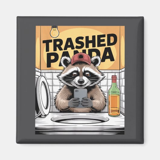 Funny Trashed Panda Raccoon Gets Drunk  Magneet (Voorkant)
