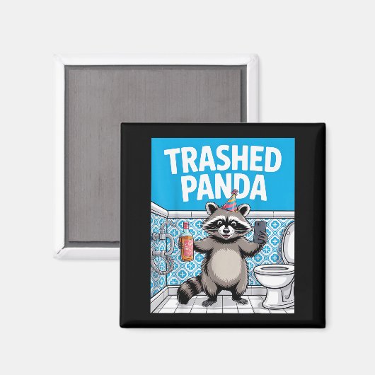 Funny Trashed Panda Raccoon Gets Drunk  Magneet (Voorkant / Achterkant)
