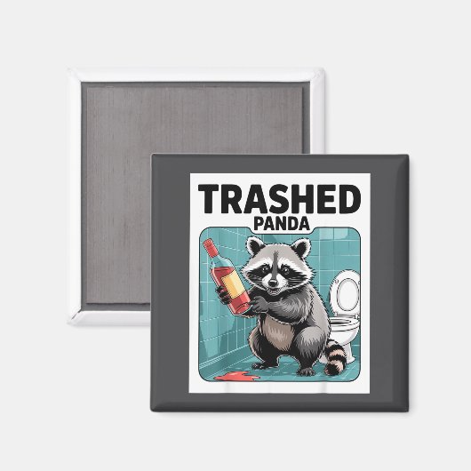 Funny Trashed Panda Raccoon Gets Drunk  Magneet (Voorkant / Achterkant)
