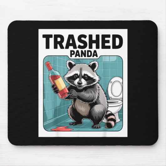 Funny Trashed Panda Raccoon Gets Drunk  Muismat (Voorkant)