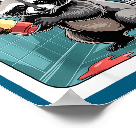 Funny Trashed Panda Raccoon Gets Drunk Poster (Hoek)