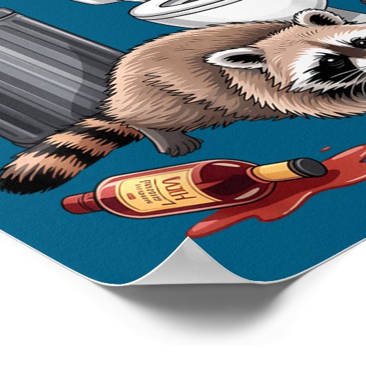 Funny Trashed Panda Raccoon Gets Drunk Poster (Hoek)
