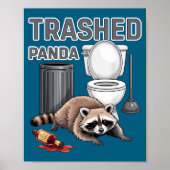 Funny Trashed Panda Raccoon Gets Drunk Poster (Voorkant)