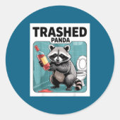 Funny Trashed Panda Raccoon Gets Drunk  Ronde Sticker (Voorkant)
