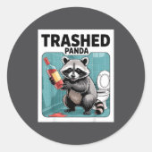 Funny Trashed Panda Raccoon Gets Drunk  Ronde Sticker (Voorkant)