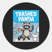 Funny Trashed Panda Raccoon Gets Drunk  Ronde Sticker (Voorkant)