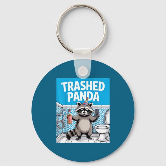 Funny Trashed Panda Raccoon Gets Drunk Sleutelhanger (Voorkant)