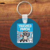 Funny Trashed Panda Raccoon Gets Drunk Sleutelhanger (Voorkant)