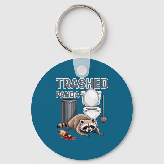Funny Trashed Panda Raccoon Gets Drunk Sleutelhanger (Voorkant)