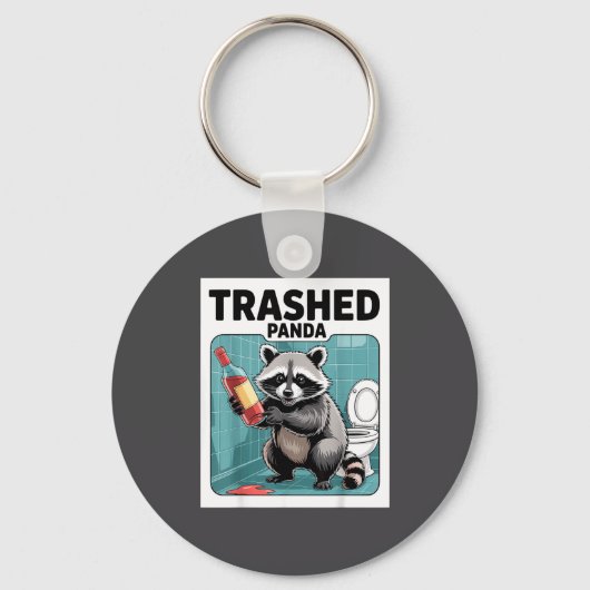 Funny Trashed Panda Raccoon Gets Drunk Sleutelhanger (Voorkant)