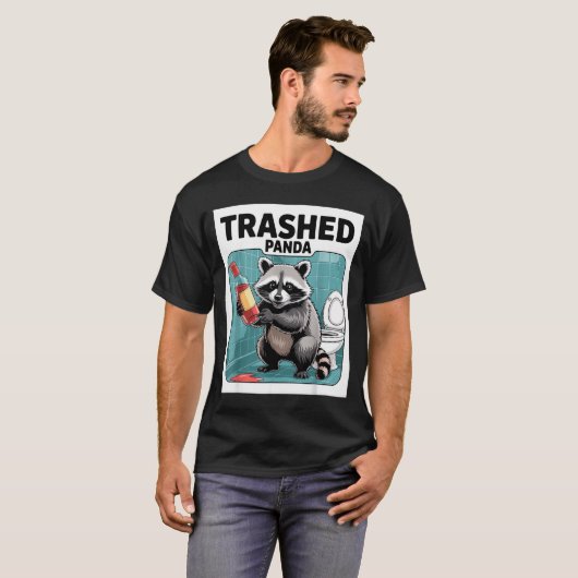 Funny Trashed Panda Raccoon Gets Drunk  T-shirt (Voorkant volledig)