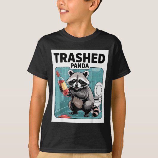 Funny Trashed Panda Raccoon Gets Drunk  T-shirt (Voorkant)