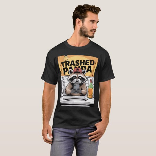 Funny Trashed Panda Raccoon Gets Drunk  T-shirt (Voorkant volledig)