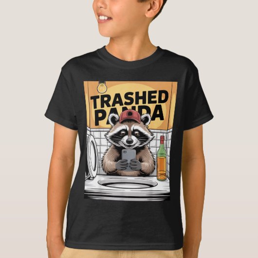 Funny Trashed Panda Raccoon Gets Drunk T-shirt (Voorkant)