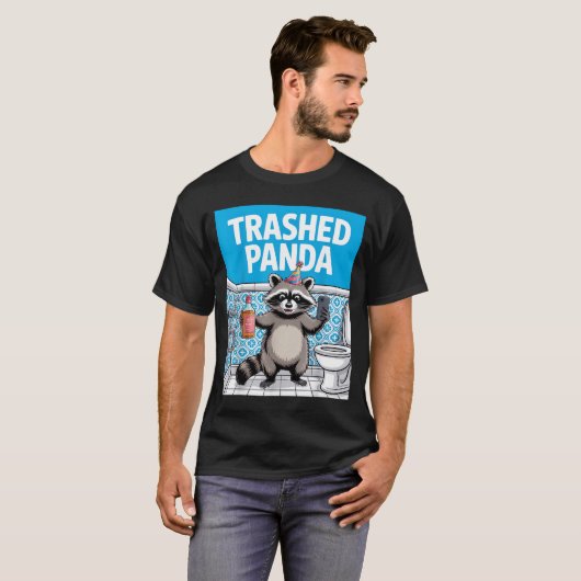 Funny Trashed Panda Raccoon Gets Drunk  T-shirt (Voorkant volledig)