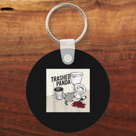 Funny Trashed Panda Racoon Gets Drunk Sleutelhanger (Voorkant)