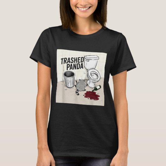Funny Trashed Panda Racoon Gets Drunk T-shirt (Voorkant)