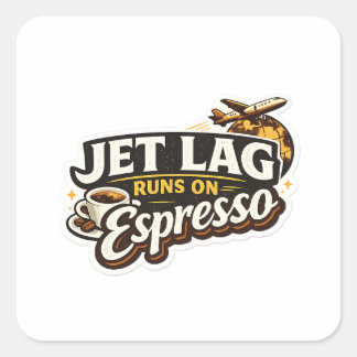  Funny Travel Coffee Lover Hat Vierkante Sticker